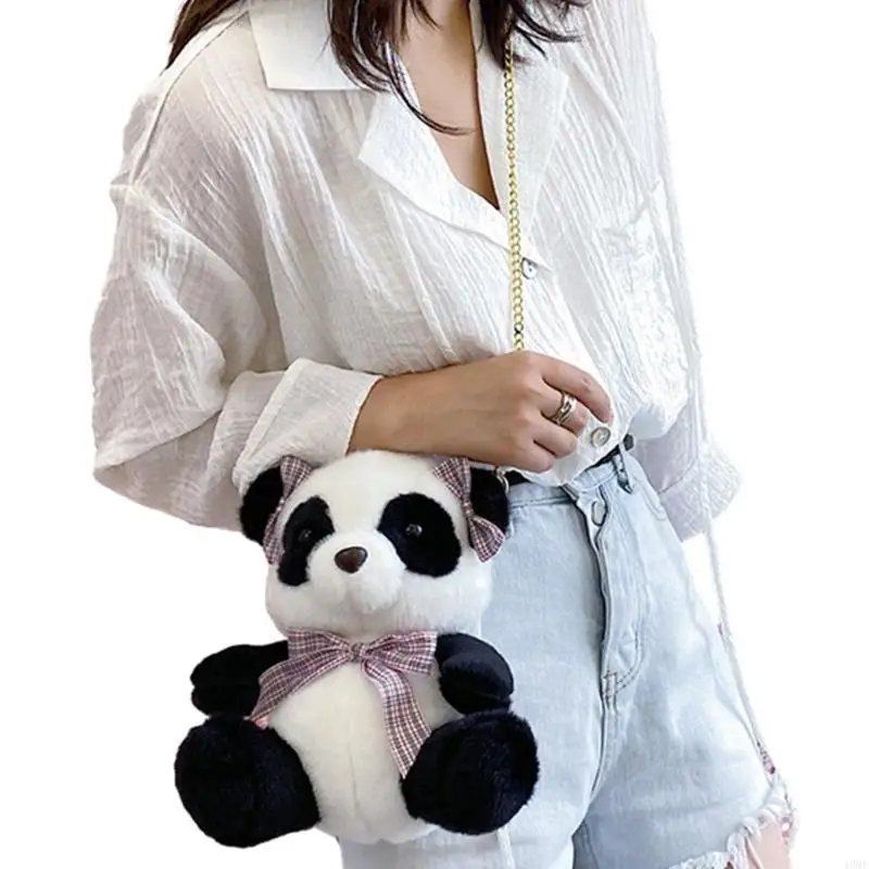 

49MF Cartoon Panda Shoulder Bag for Kids Women Animal Coin Purse Girls Plush Crossbody Bag Autumn Winter Bag