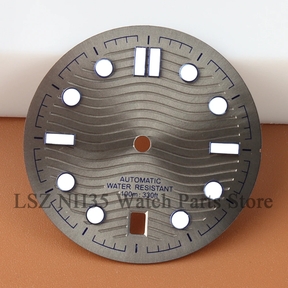 31.7mm NH35 Dial For Seamaster 300 NH35 NH36 Automatic Movement 6'Clock Green Luminous Watch Face Accessories Replacement Part