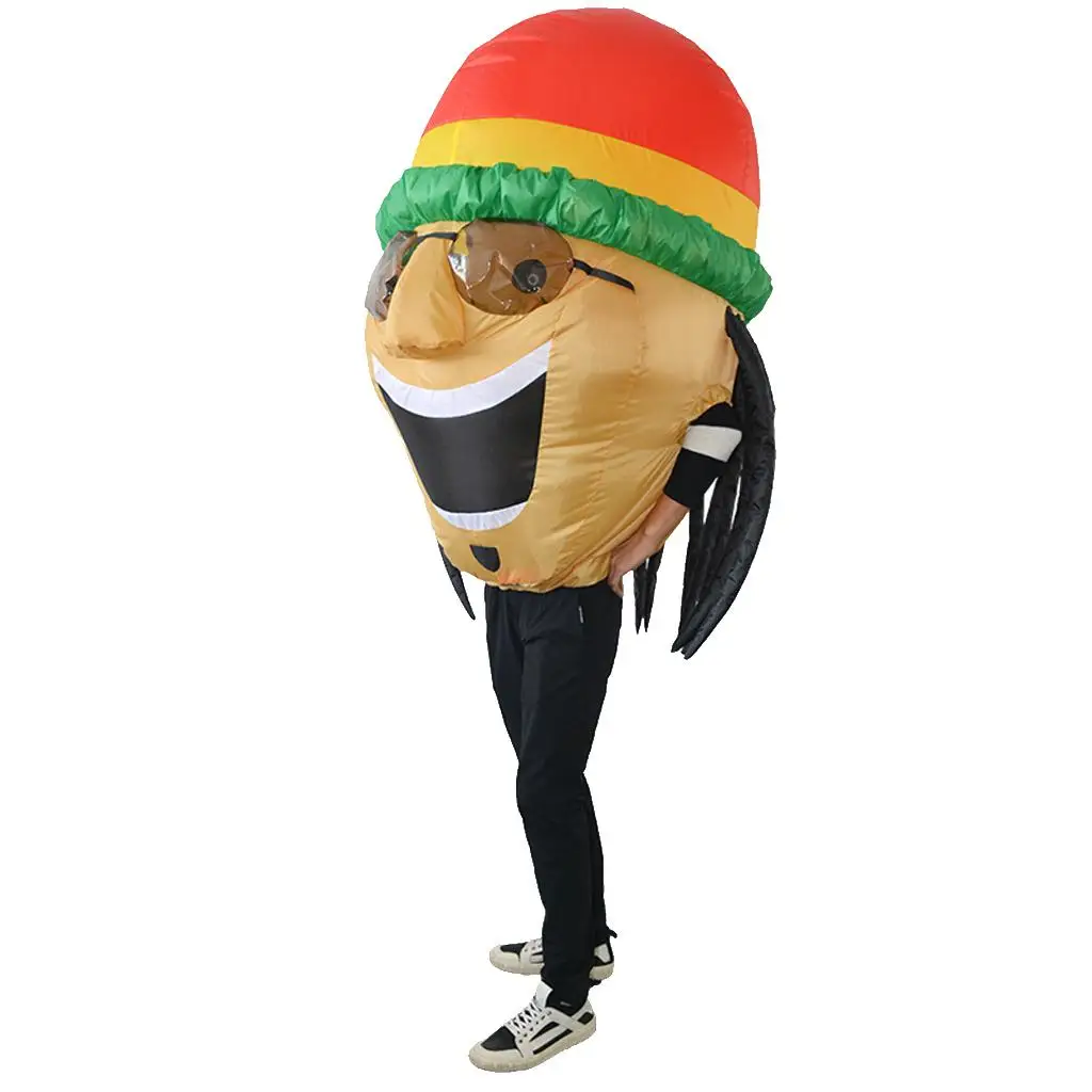 Inflatable Jamaican Costume Halloween Masquerade Cosplay Party Fancy Dress Suit