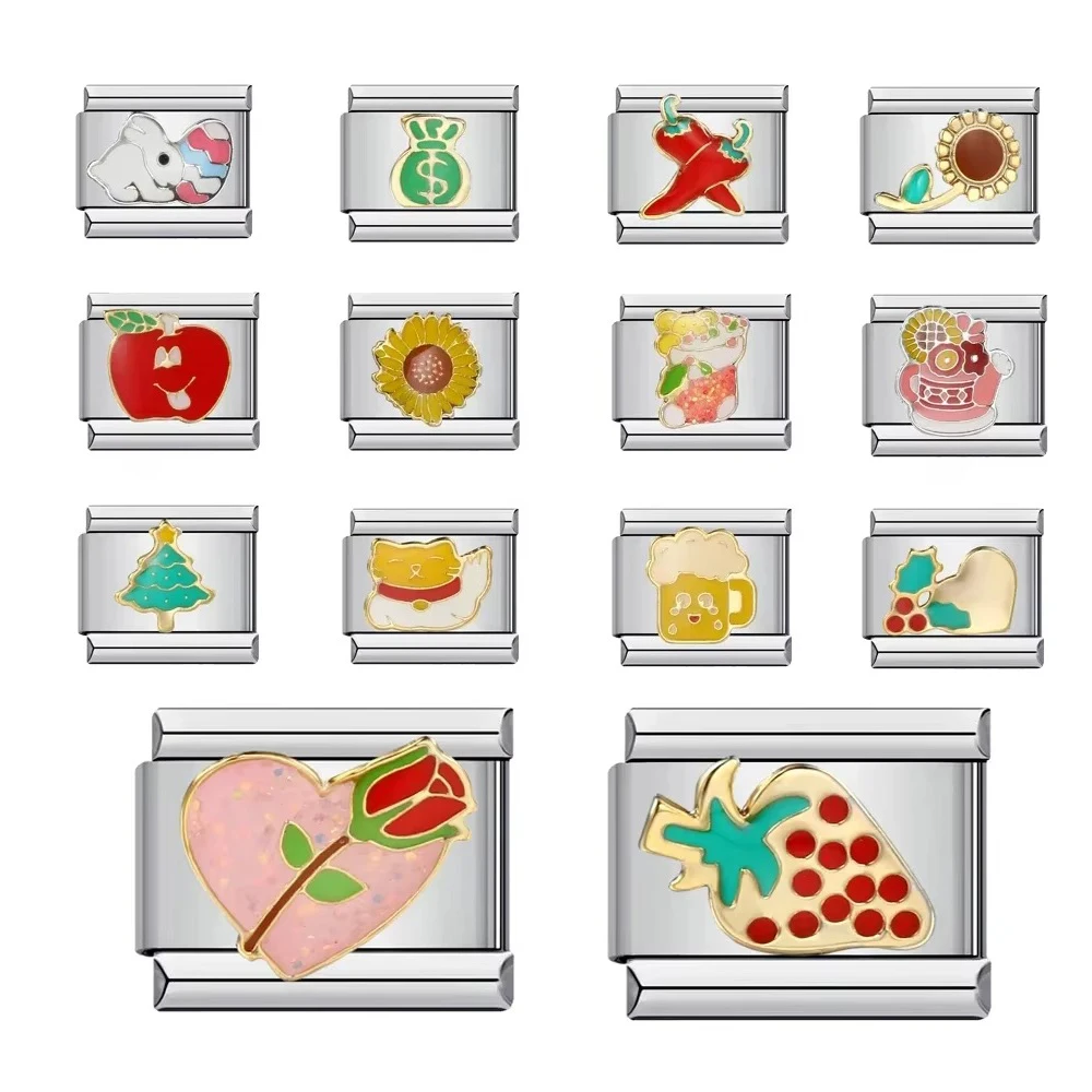 مجموعة الرسوم المتحركة زهرة النفط بالتنقيط وصلات سحرية إيطالية تناسب 9 مللي متر ملحق أساور استانليس ستيل لتقوم بها بنفسك صنع المجوهرات بالجملة #1