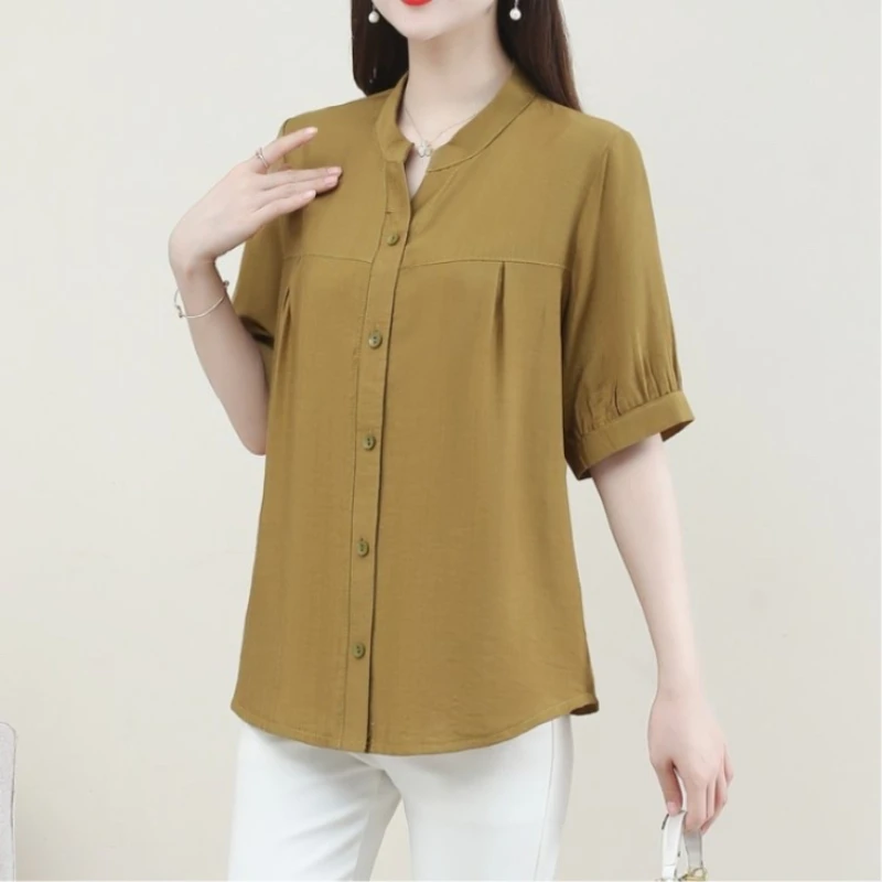 여성의 신선한 스타일 티셔츠 2025 봄 반팔 셔츠 우아한 새로운 트렌드 고품질 탑 플러스 사이즈 의류