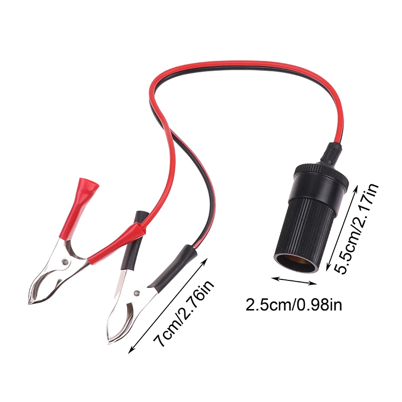 1Pc Power Car Cigarette Lighter Female To Alligator Clip Extension Connector To Terminal Clip-on Battery Adapter Auto Socket