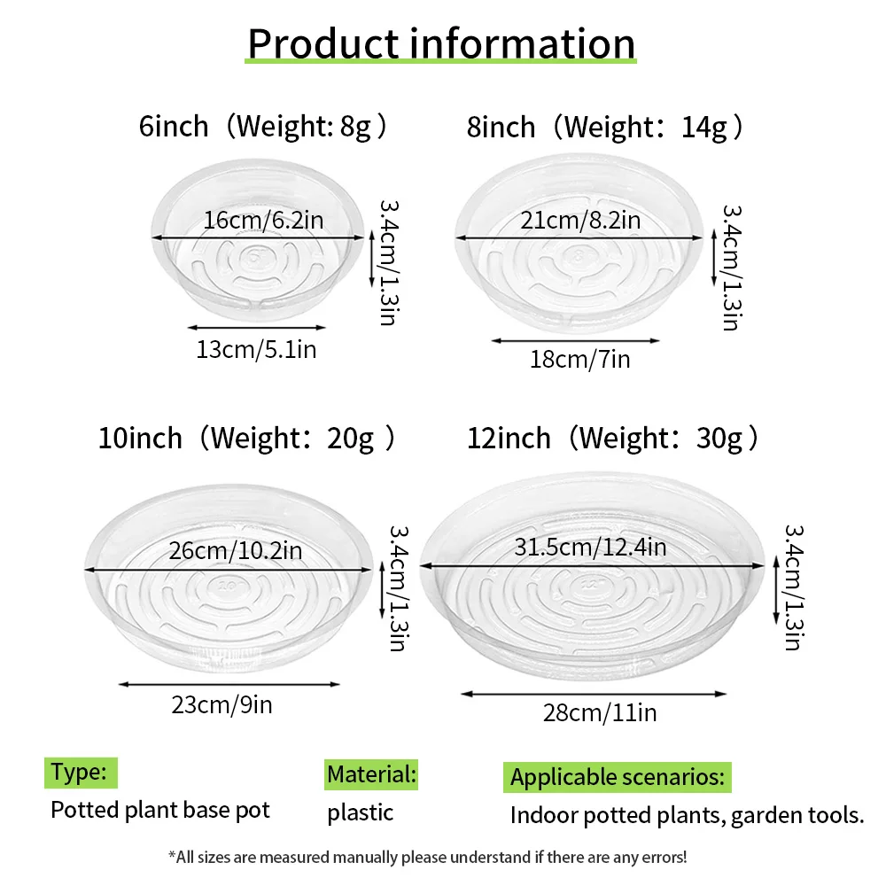 قاعدة وعاء نباتات البستانية الشفافة مقاومة للماء ومضادة للانزلاق صينية وعاء منزلية دائرية لتخزين المياه البلاستيكية وصرف البقع #2