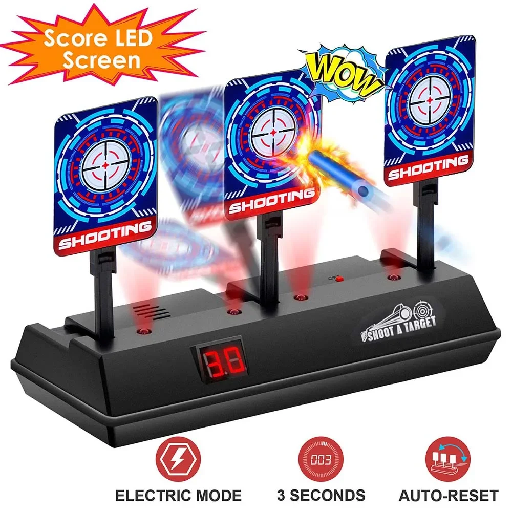 New Electronic Shooting Target for Guns Scoring Auto Reset Target for BoysTarget Practice with Light Sound Effect Kids Gift