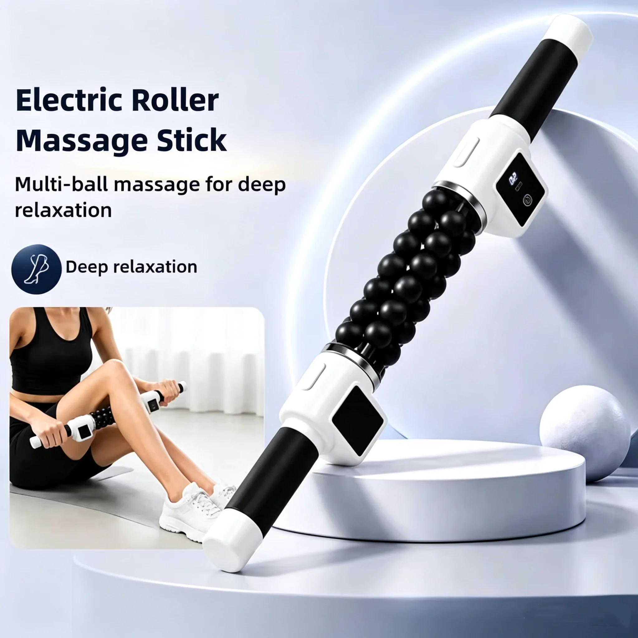 Muscle Roller Massage Roller Stick Deep Tissue Fascia Blaster for Myofascial Fatigue Relief Body Sculpting Handheld Detachable