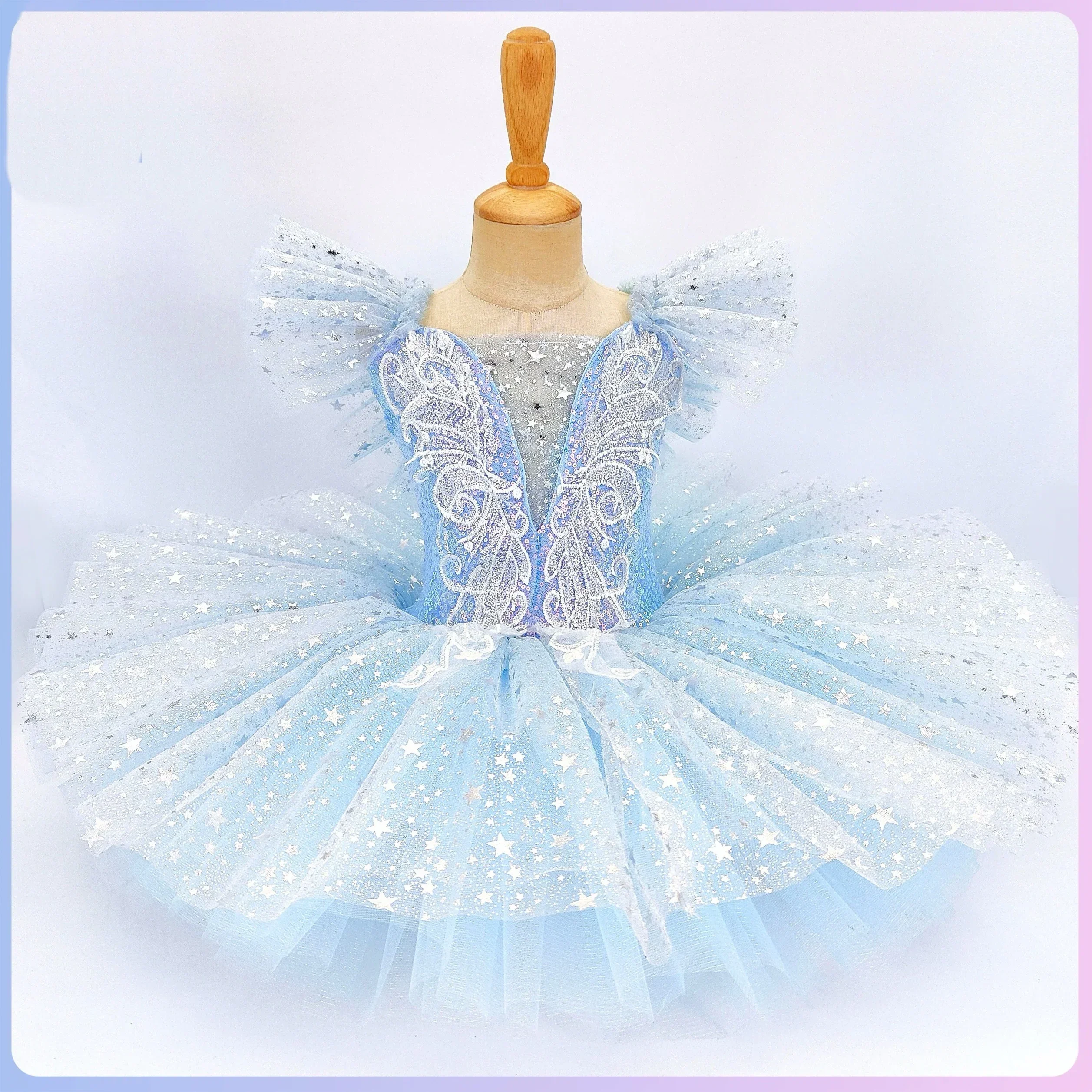 Children's Ballet Tutu Skirt, Girls' Dance Skirt, Golden Sequin Ballet Skirt, Ballet Performance Costume, Long Princess Skirt