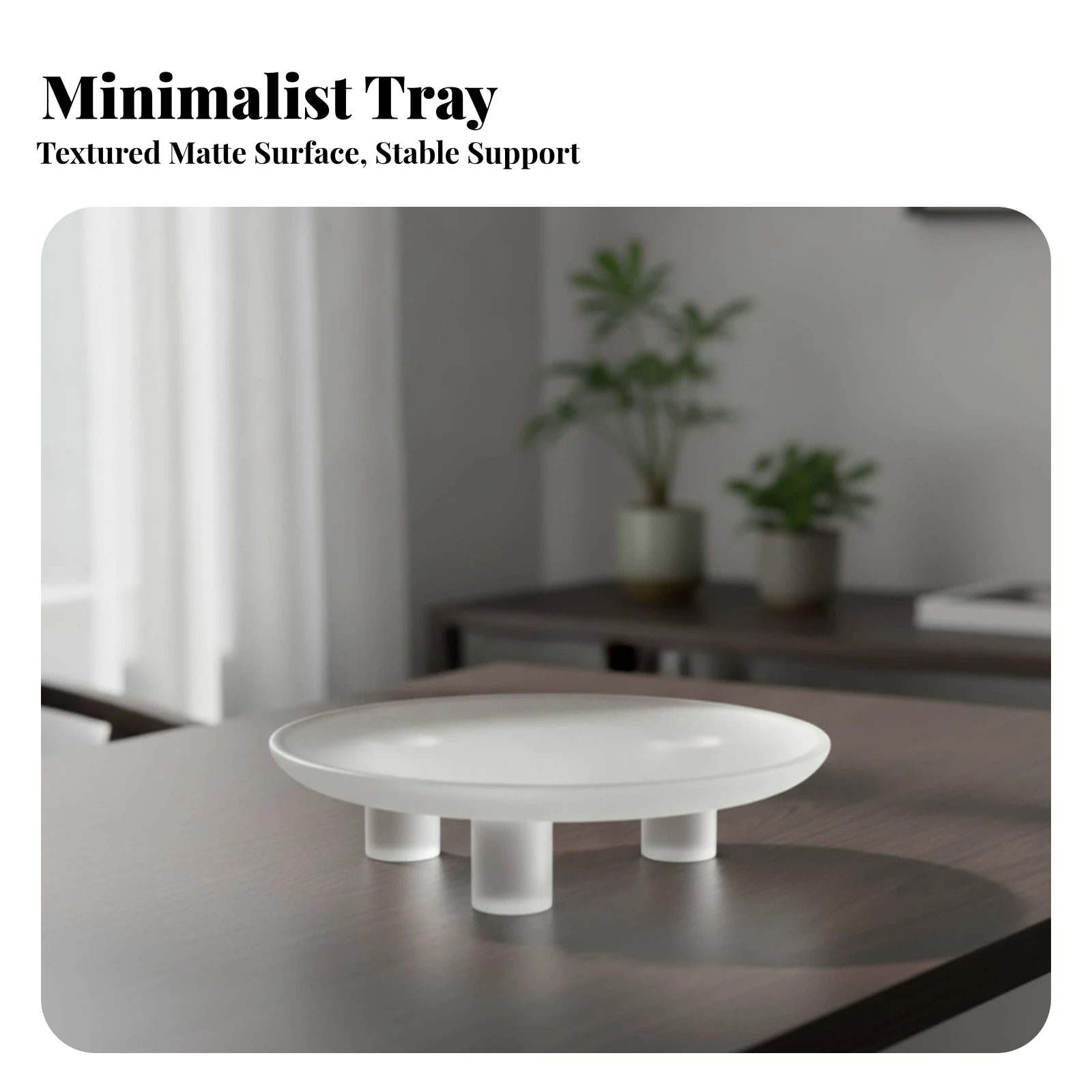 Resin Fruit Dish Modern Elevated Decorative Fruit Tray Round Shallow Dish with Raised Rim Stable Minimalist
