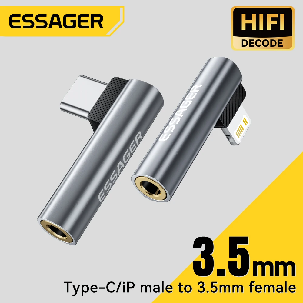 Image of Essager Typ C auf 3,5 mm Klinke Audio-Adapter Kopfhörer-Adapter für Xiaomi Huawei Samsung Lightning auf 3,5 mm Adapter für iPhone 14