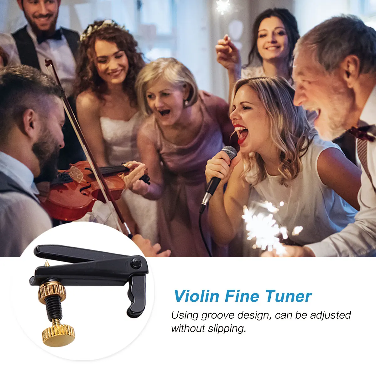 4 قطعة أداة ضبط سلسلة معدنية أداة ضبط سلسلة الكمان موالف رفيع (أسود) موالف كمان ناعم موالف كمان سلسلة غرامة