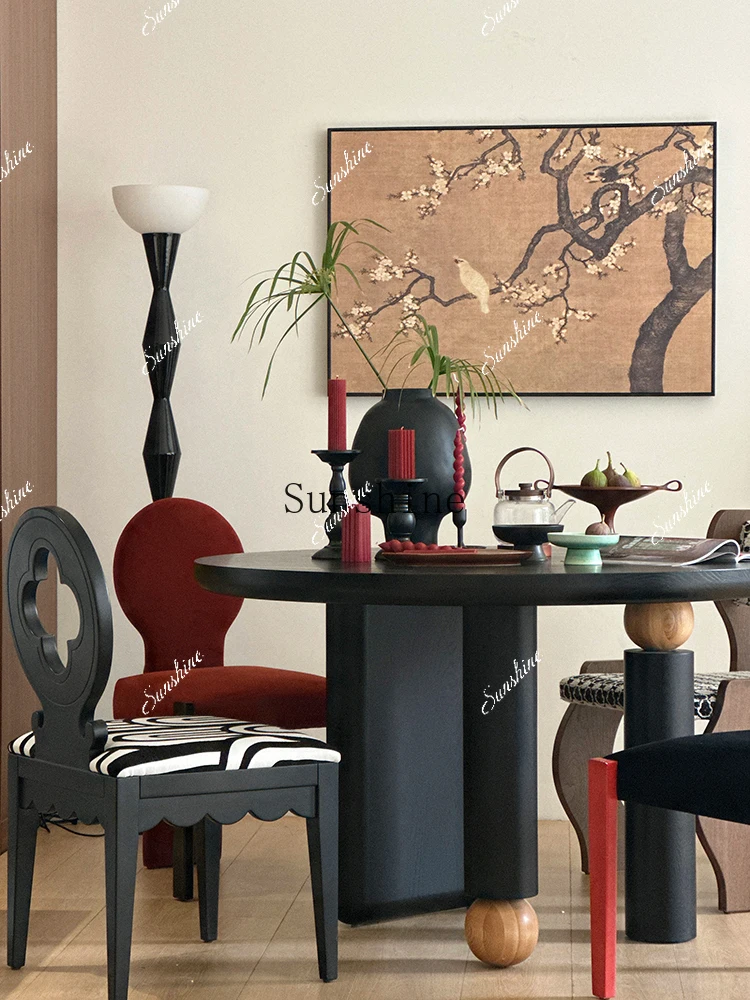 

French medieval style all solid wood home dining table and chair combination simple and modern FT