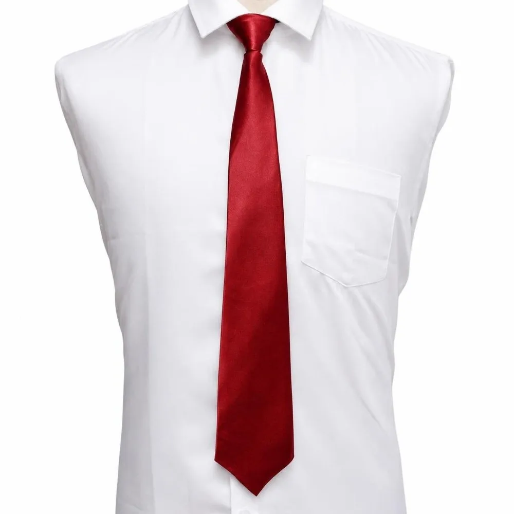 Simple Unisex Zipper Tie Clip on Matte Finish Suit Zipper Neckties Adjustable Solid Color Uniform Neck Tie For Men Women