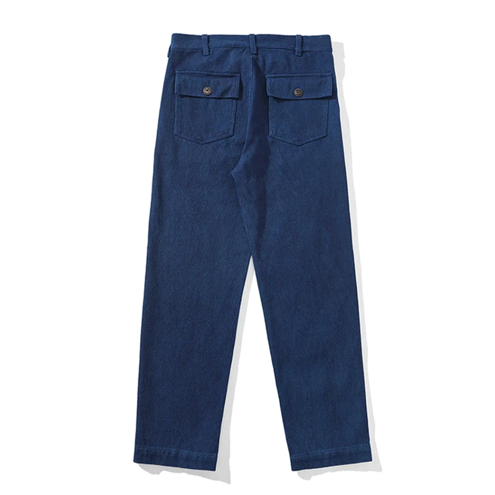 

Vintage Amekaji Indigo Fatigue Pants Men Blue Dyed Zipper Multi-pocket OG107 Cargo Pants Spring Autumn Straight Casual Trousers