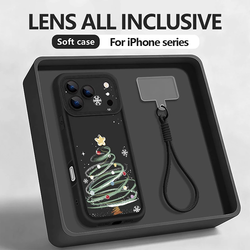 الخيال خط شجرة عيد الميلاد شريط للرسغ الحال بالنسبة آيفون 17 برو ماكس فوندا آيفون 16 برو ماكس 15 14 13 12 11 16E 17 الهواء غطاء ناعم