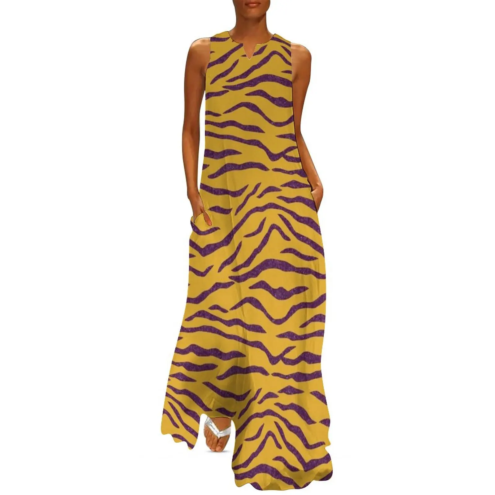 

LSU Tiger Stripes 3 Long Dress birthday dress elegant chic women dresses promotion Woman clothing Dress