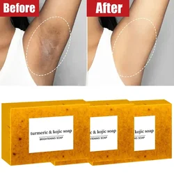 100g Turmeric Scrub Exfoliator Handmade Soap,Lemon Kojic Acid Brighten Moisturizing Shower Face Cleansing Soap,Body Skin Cleaner