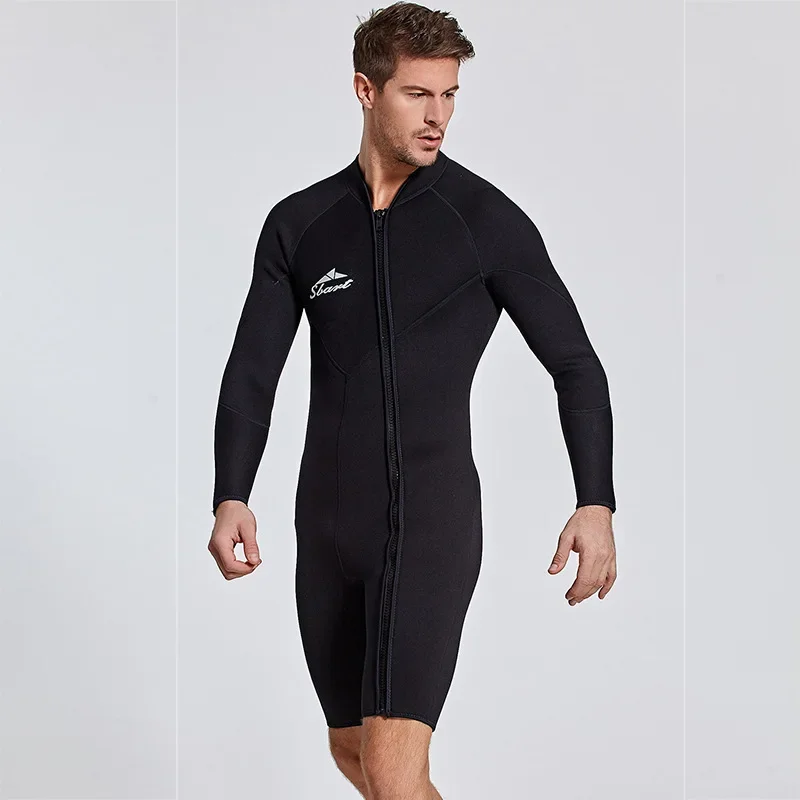 Combinaison de plongée une pièce à manches longues de 3mm, maillot de bain pour hommes, combinaison de plongée en apnée, surf chaud et résistant au soleil