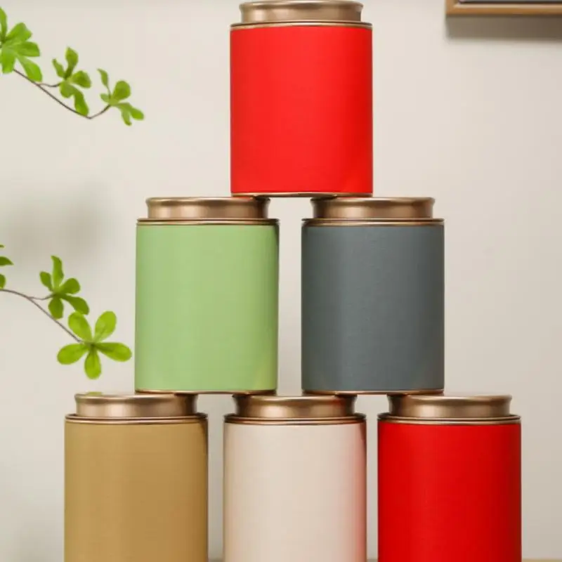 Mini Tea Caddy Sealed Storage Paper Tank Portable Travel Tea Boxes Tea Tin Containers Coffee Canister Kitchen Spice Candy Jar