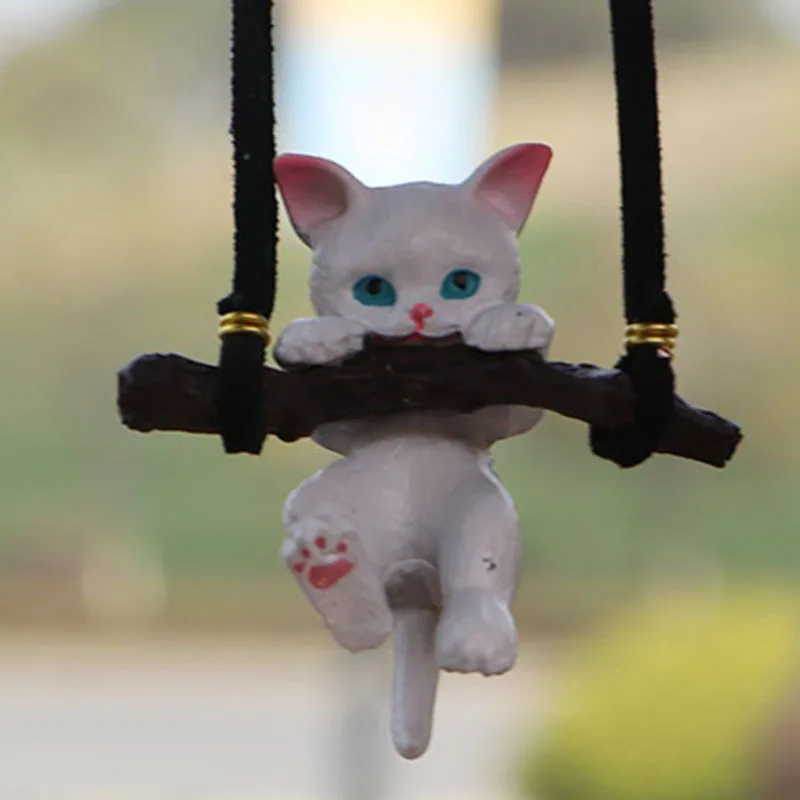 1Pc Car Pendant Creative Cute Branch Cat Rearview Mirror Pendant Car Interior Decoration For Girls Car Interior Accessories