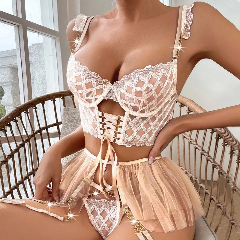 

Sexy Lingerie Romantic Seductive Intamite Wear Attractive Chest Suspenders Onlyfans Kit Lace Bra Set Lingerie Sexy Woman Push Up