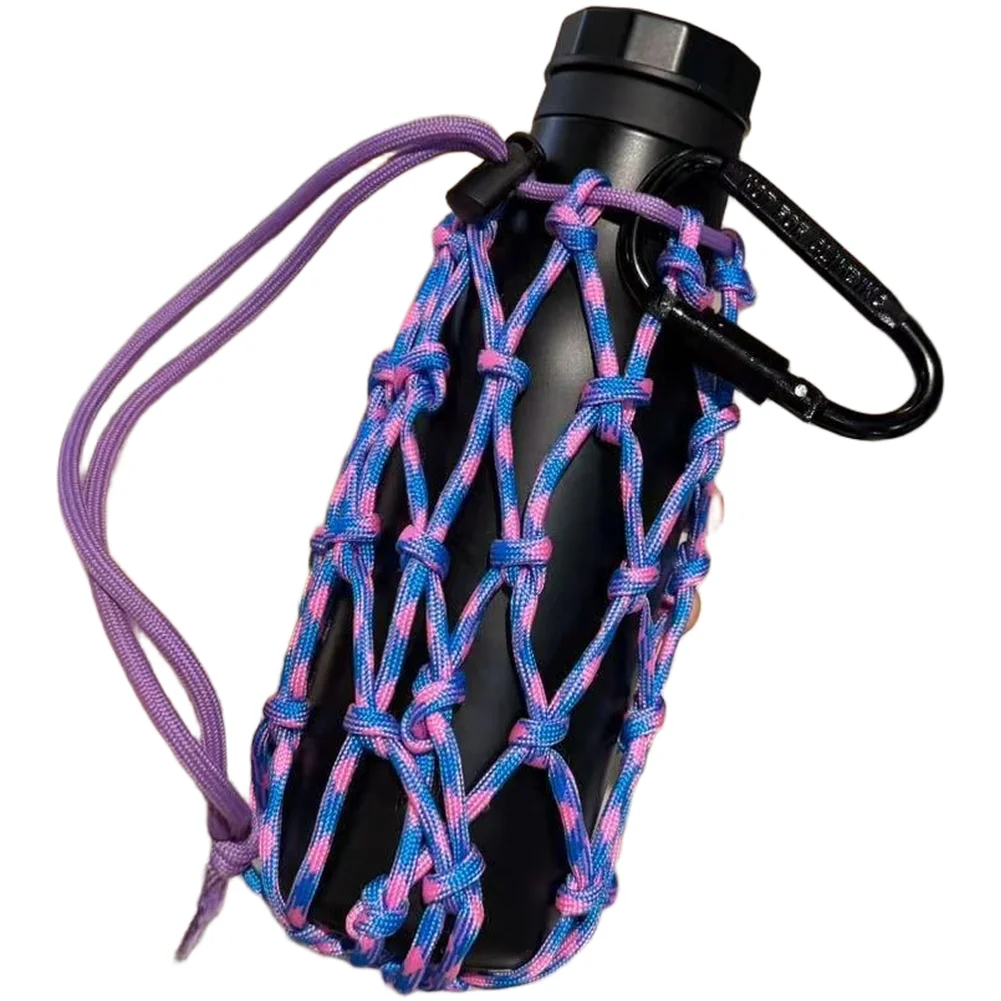 Drawstring Cup Holder Adjustable Water Bottle Holder Compact Water Bottle Cover For Travel Outdoor Tool Purple