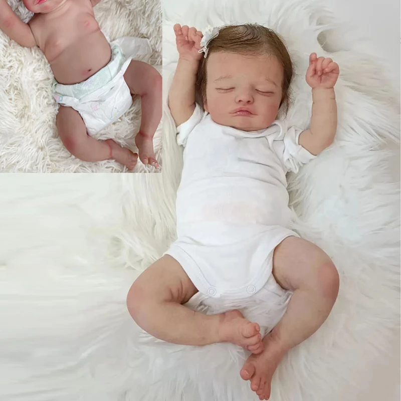 

45cm Cuddly Rosalie Bebe Reborn Sleeping Reborn Baby Girl Very Soft Touch 3D Skin with Visbile Veins Collectible Art Dolls