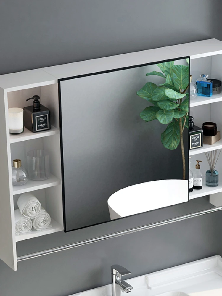 Space aluminum bathroom mirror cabinet wall mounted mirror box intelligent mirror bathroom mirror with storage rack vanity mirro