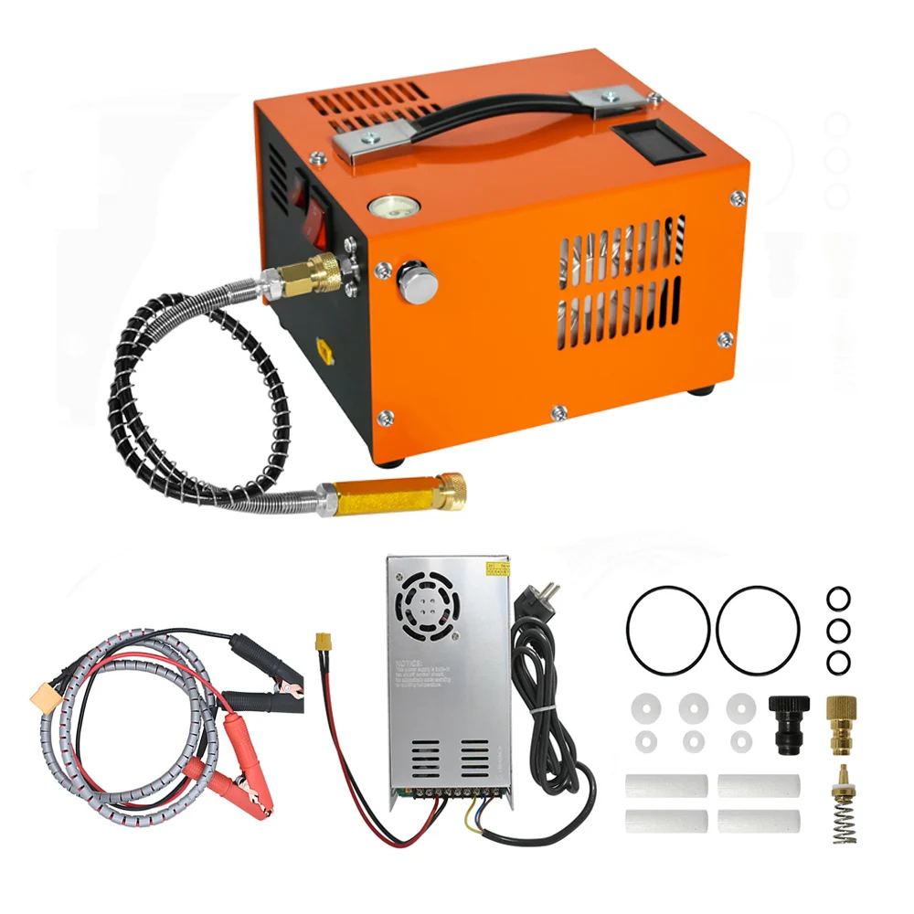 4500psi 300bar 12v PCP Air Compressor Portable Pneumatic Compressor with 110V 220V Transformer Pressure Apply To Diving Bottle