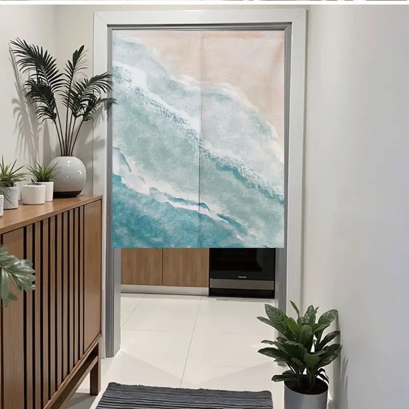 VIKAMA Morandi Feng Shui Colorful Half Door Curtain Bedroom Kitchen Entrance Partition Curtain Simple Home Decoration
