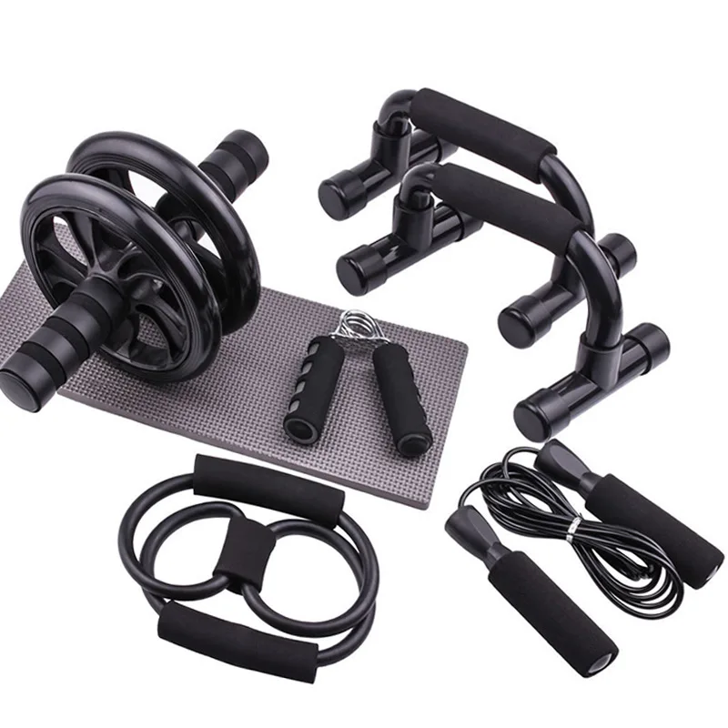 5Pcs/4Pcs Abdominal Wheel Push-Up Stand Jump Rope Grip Strengthener AB Roller Exercise Home Gym Fitness Muscle Trainer