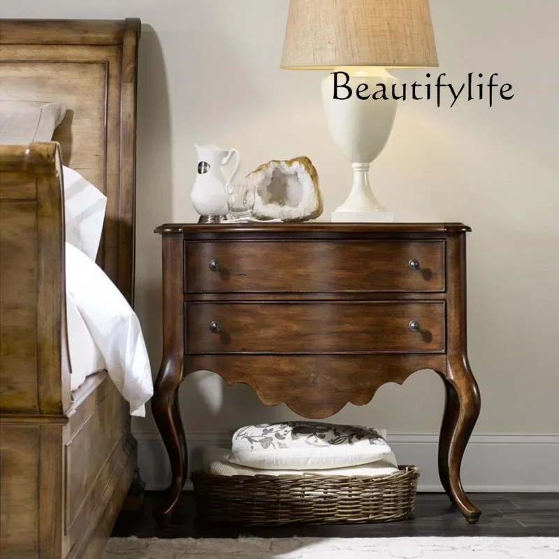 

M American Country Retro Creative Styling Bedside Table Bedroom Two Pumping Storage Cabinet