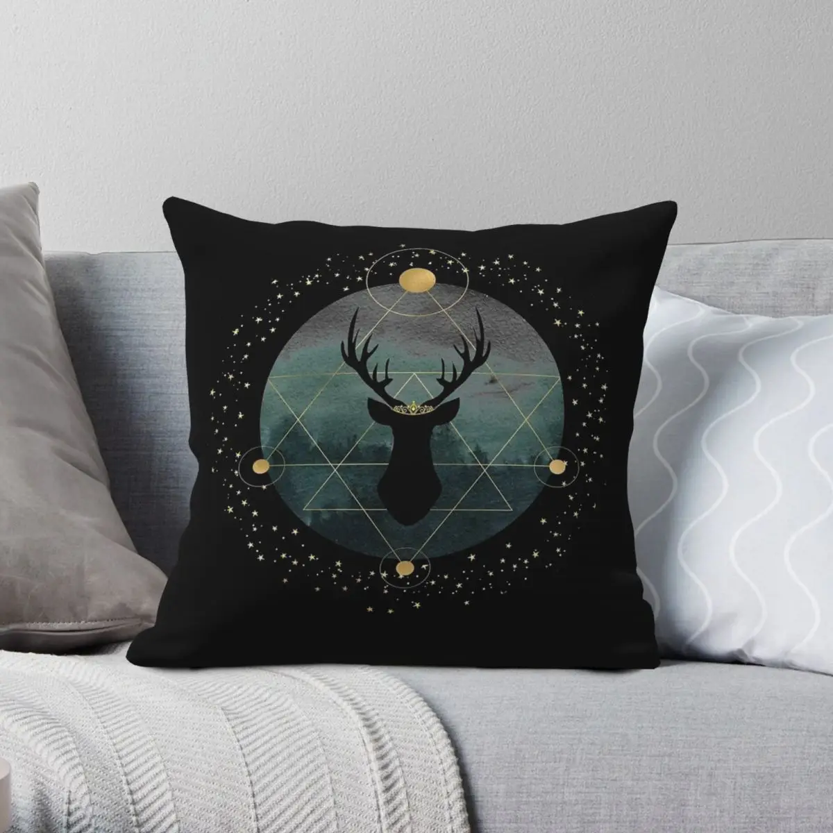 Throne Of Glass Forest Stag Square Pillowcase Polyester Linen Velvet Pattern Zip Decor Pillow Case Home Cushion Cover