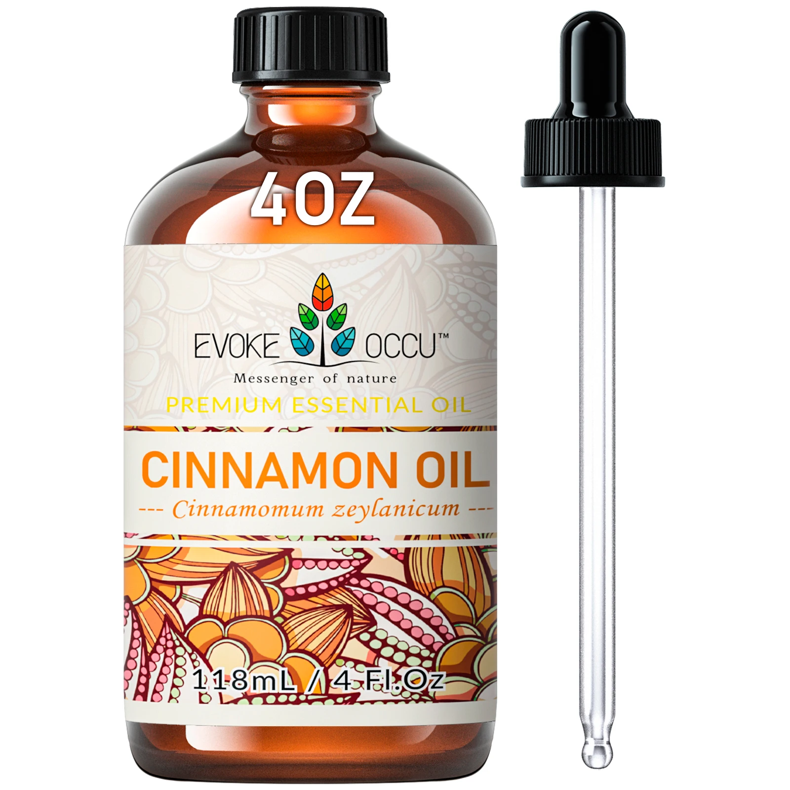 EVOKE OCCU 118ML/4 Fl.Oz. Essential Oils, Premium Cinnamon Plant Oil for Diffuser, Air Cleansing, Massage, Candle Soap Making,