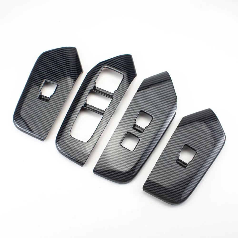 4PCS ABS Carbon Fiber Color Window Glass Lift Trim Switch Button Panel Cover Interior Decorative for Toyota Prius 2023 2024