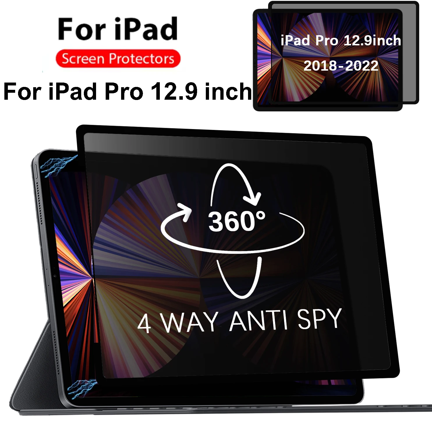 

For iPad Pro 12.9 inch 360° Removable Privacy Protect Screen Coverage Tablet Film Anti-peep Film Anti-glare/Blue light/Spy Film