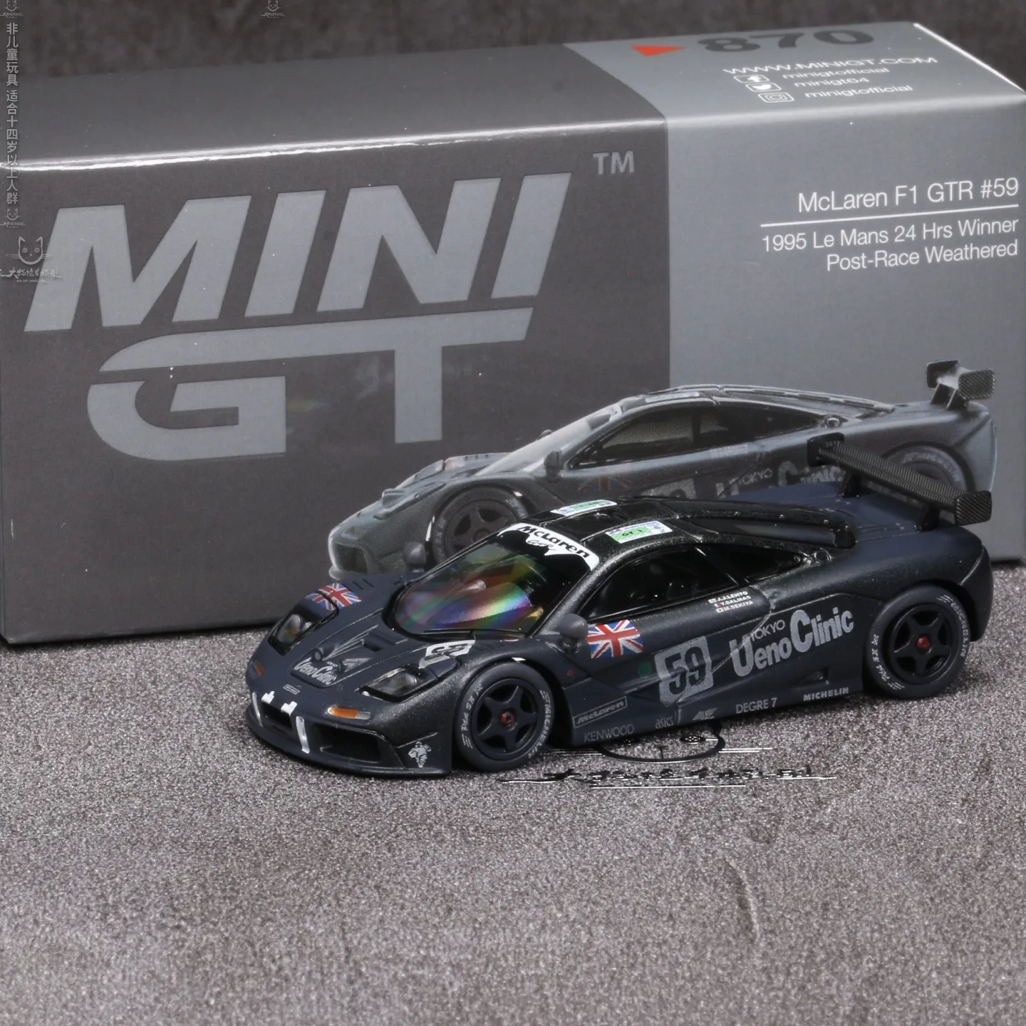 MINIGT 1:64 McLaren F1 GTR # 59 1995 Wygranego Le Mans 24Hr MGT00870-CH Zabawki ze stopu Metalowy model pojazdu dla dzieci