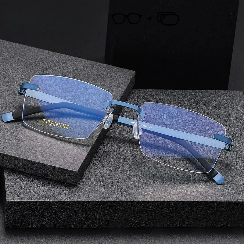 Ollymurs Rimless Eyeglasses Men Optical Myopia Hyperopia Prescription Glasses High-quality Brand Designer Pure Titanium Eyewear - view 2