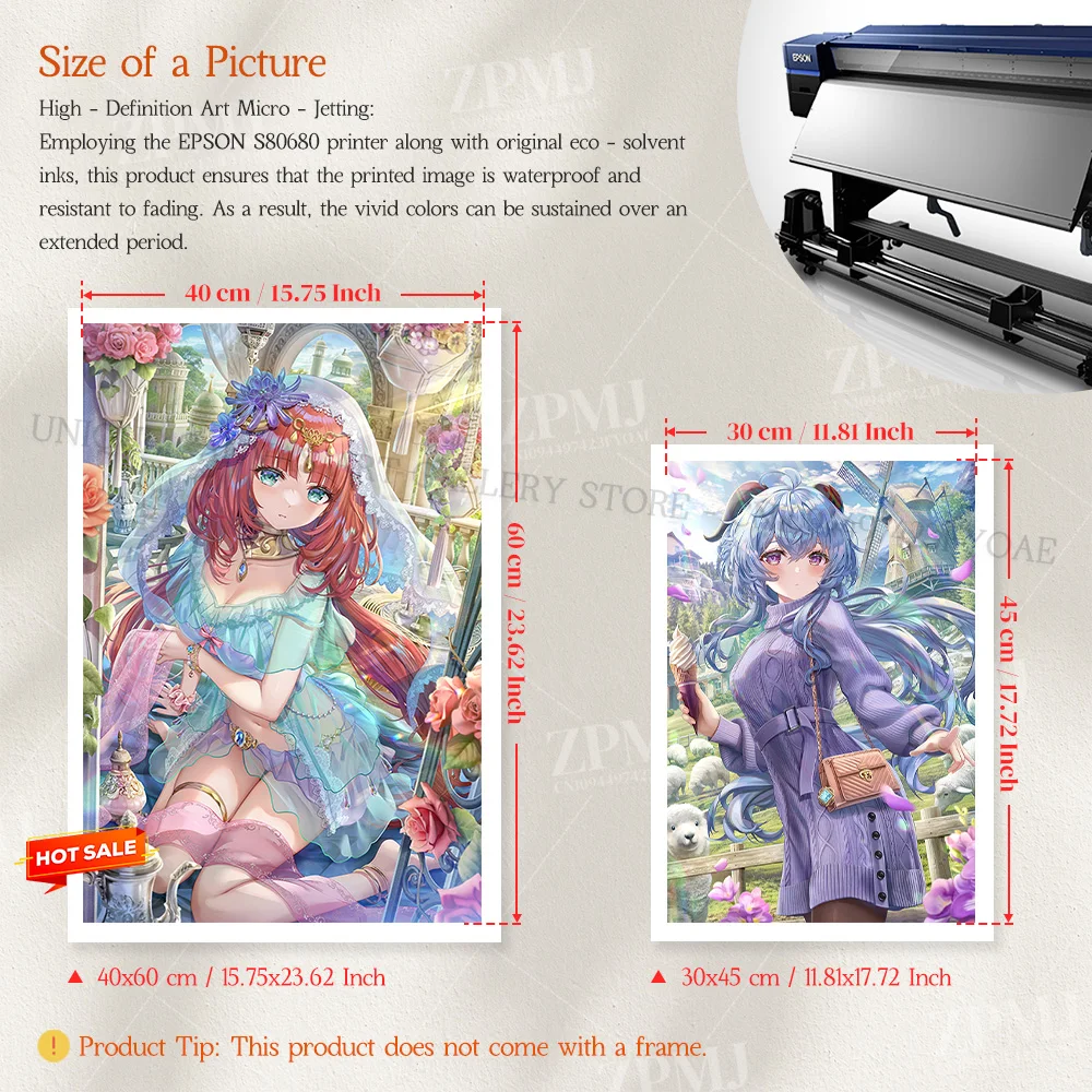 Genshin Impact Game Home Decor Poster Anime-Stil Wandkunst Leinwanddrucke Gemälde Shenhe Bilder für Wohnzimmer Kein Rahmen – Detail 3