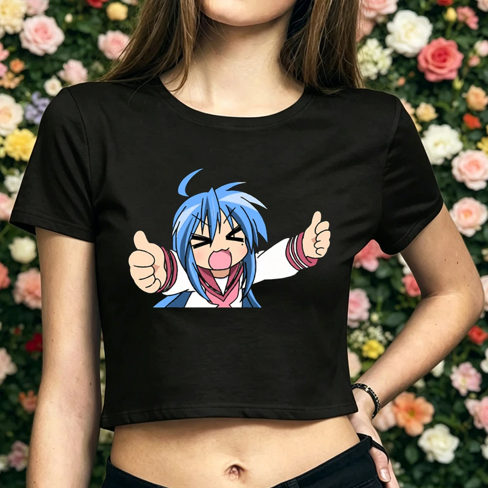 Lucky Star Otaku crop top shoujo grunge korean fashion y2k cutecore graphic top tees gothic vintage japan japanese gyaru