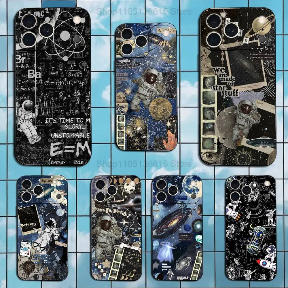 

Space Art Astronaut Case For iPhone 15,17,16,12,14,13,11,Plus,Pro Max,XS,X,Mini,8,7,XR,SE,Soft Silicone Black