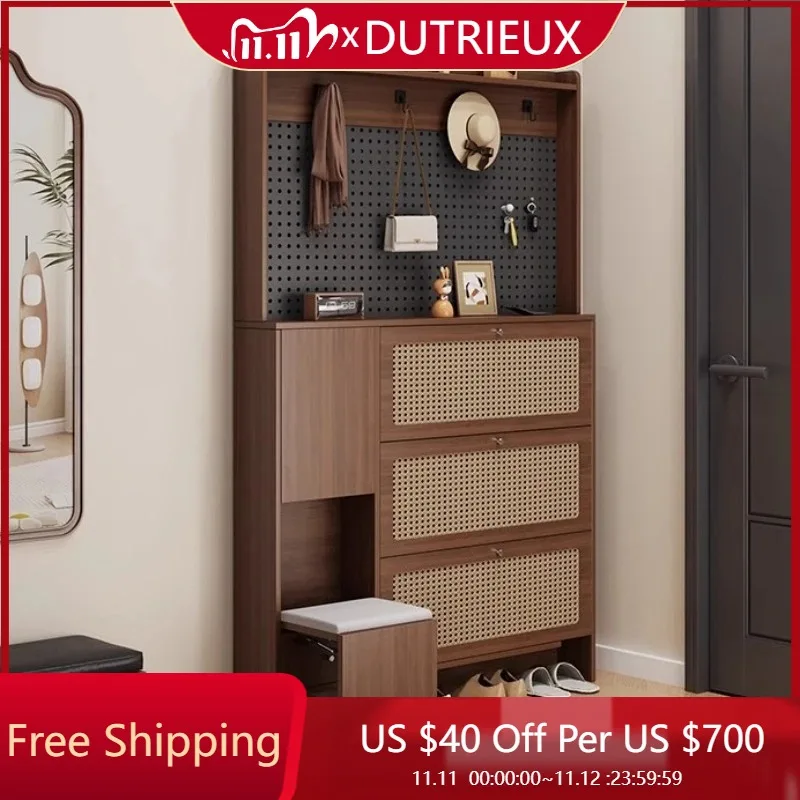 

Creative Black Shoes Rack Integrated Storage Drawers Stool Cheap Shoes Rack Living Room Family Muebles Chinese Style Furniture