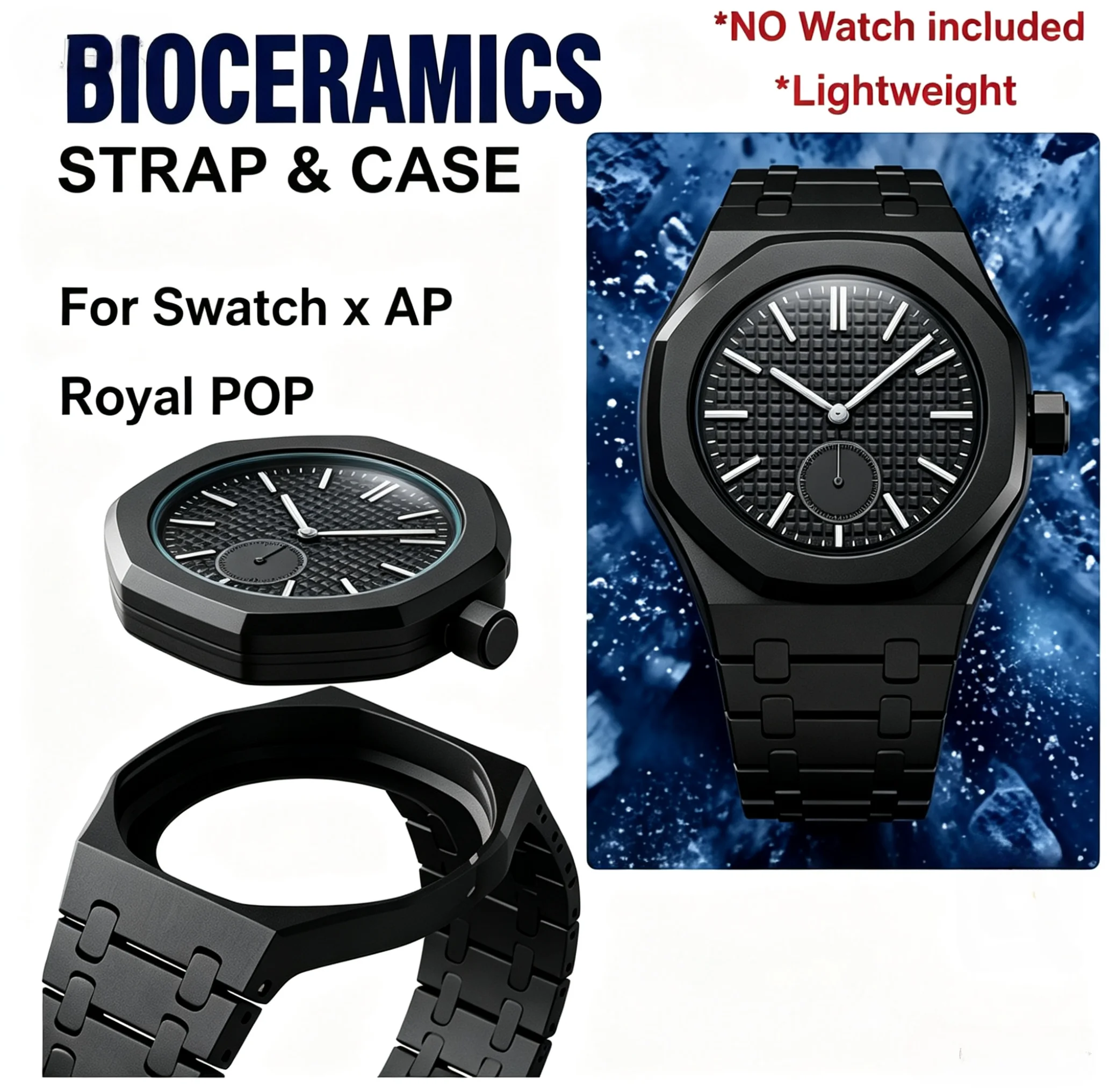 2026Bio‑Material Mod Kit for Swatch X AP Royal Oak POP | Bio‑Composite Case & Strap Watch Conversion Replacement Accessories