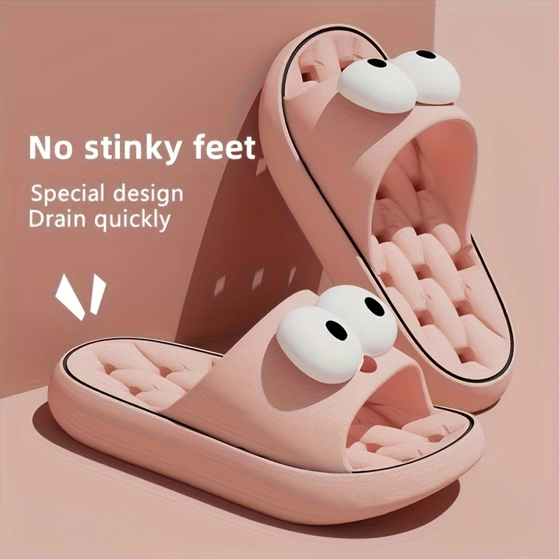 New Large-Eyed Flip Flops for Women Summer Outdoor Thick Sole Anti-Slip Home Indoor Cute Slippers