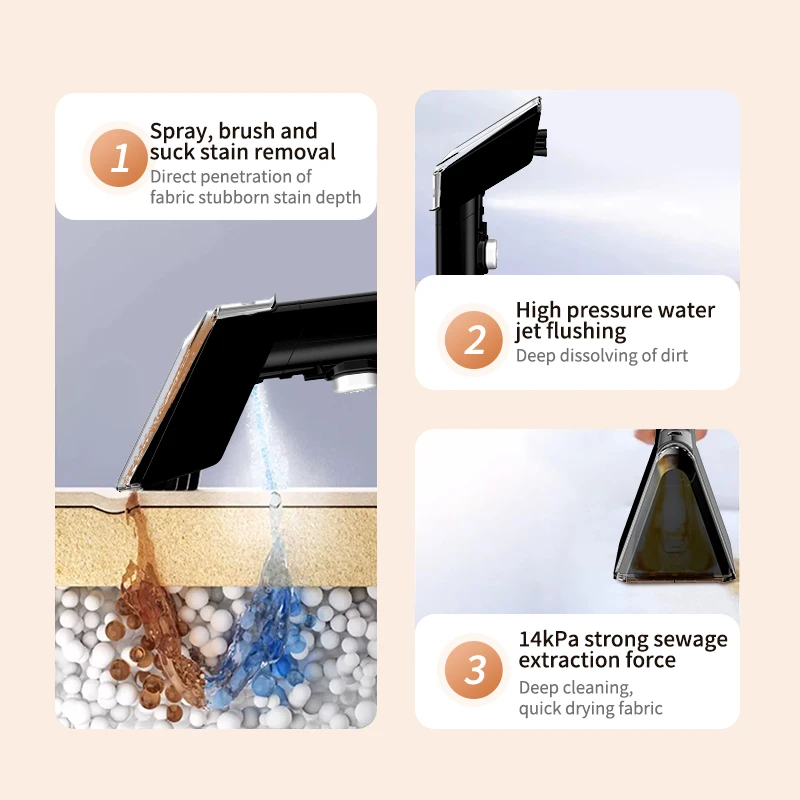 220V Spot Cleaner 550V Powerful Carpet Cleaner Machine 14KPa Handheld Handle,Deep Cleaning Machine for Couch, Stairs, Car