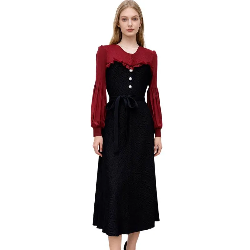 Cintura alta plissada metal bule feminino dr floral impressão a linha saia longa sve cintura alta plissada dr com gravata borboleta