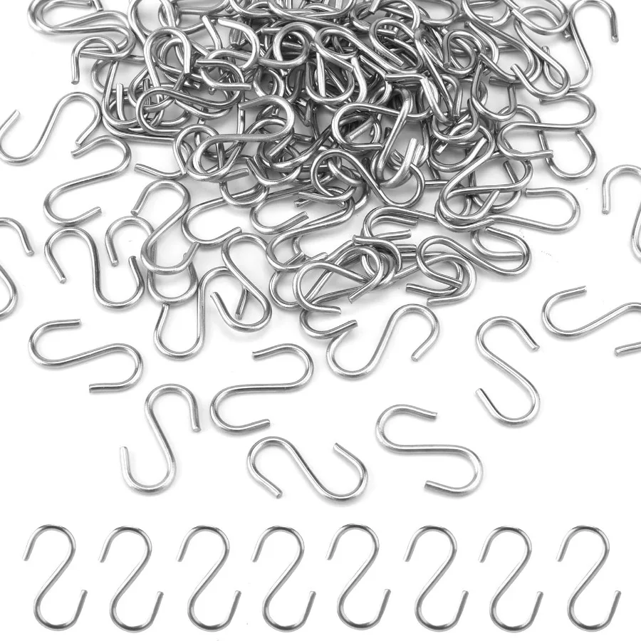 100 قطعة خطافات صغيرة S للتعليق خطاف صغير على شكل S من الفولاذ المقاوم للصدأ خطاف على شكل S مع صندوق تخزين خطافات Orment Craft بها بنفسك Craft