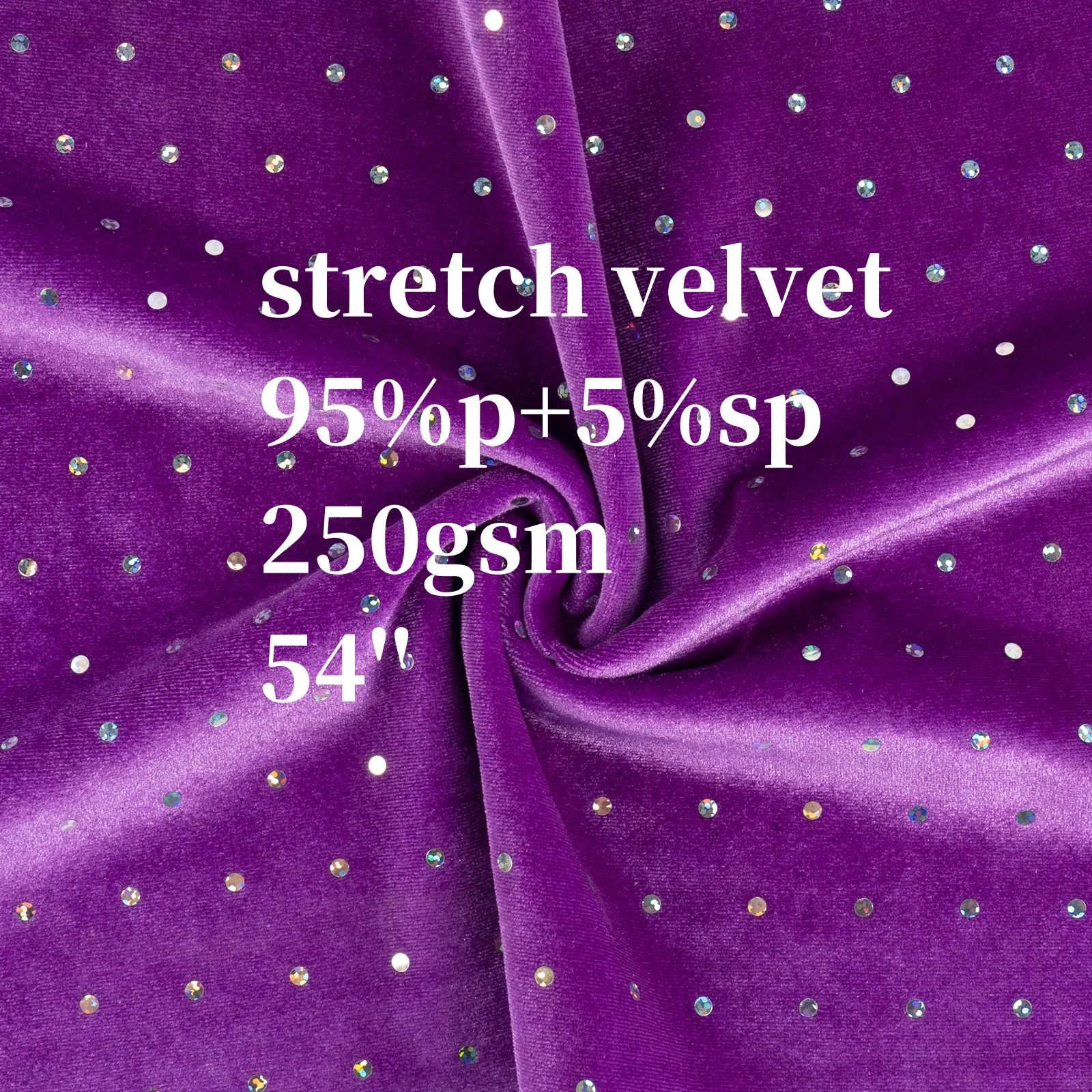 china hot sale 95%polyester 5%spandex 4 way stretch dot sequin velvet garment fabric for  dresses