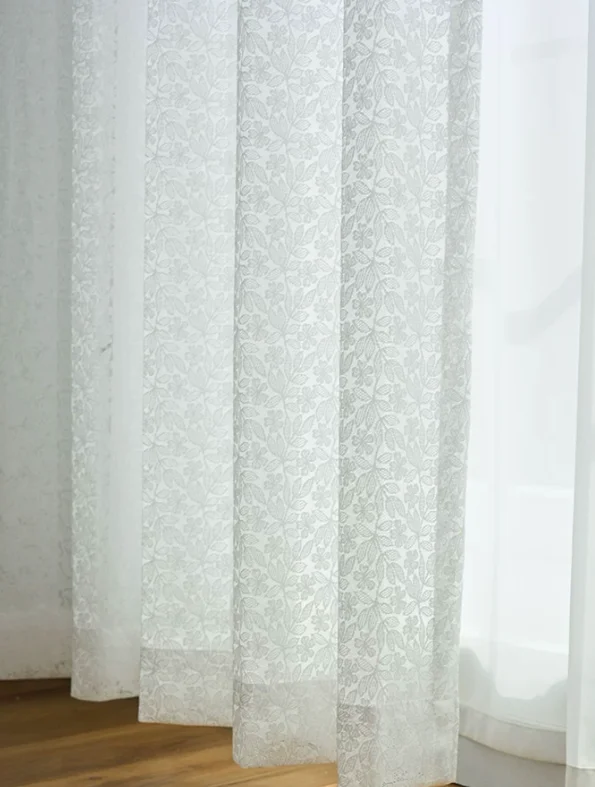 New Simple and Elegant Finely Woven Tree Leaf Gauze Curtains for Living Room and Bedroom