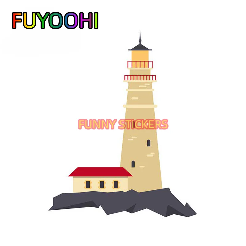 FUYOOHI Decals Beacon Light House Funny Car Sticker Cartoon RV Refrigerator Windshield Waterproof Vinyl Car Wrap