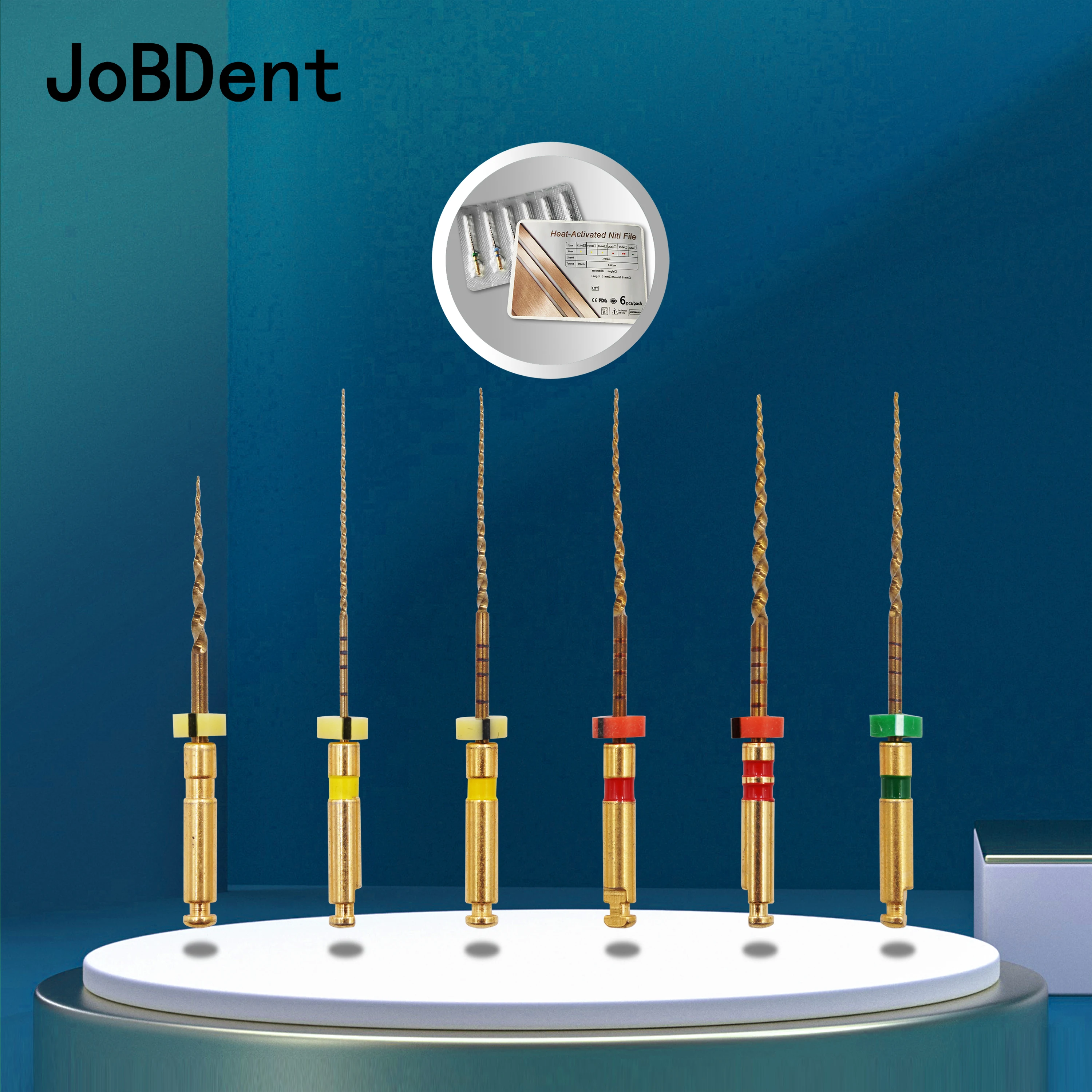 

6Pcs/Pack Dental Root Canal File Heat-Activated Rotary Files Nickel-Titanium Endodontic Files Engine Use Files