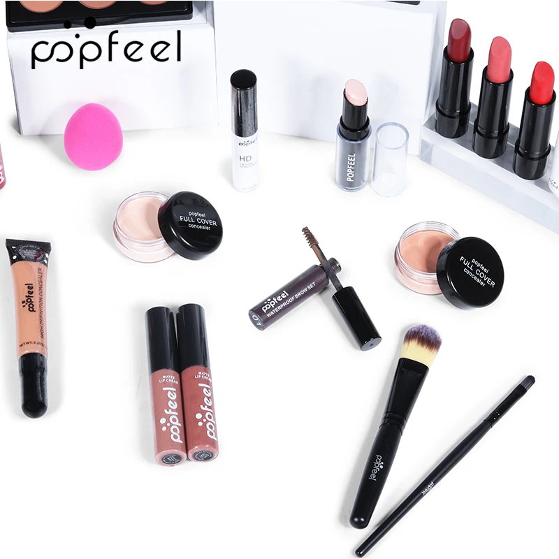 Alles in einem Make-up-Kit (Lidschatten, Ligloss, Lippenstift, Pinsel, Augenbrauen, Concealer)Beauty-Kosmetik tasche